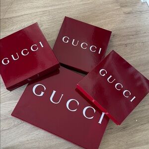 Gucci Burgundy Logo Gift Boxes with White Script